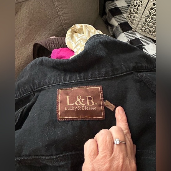 50%off w♥️ L & B “Lucky and Blessed vest black distress vest suede insert XS - Picture 5 of 9